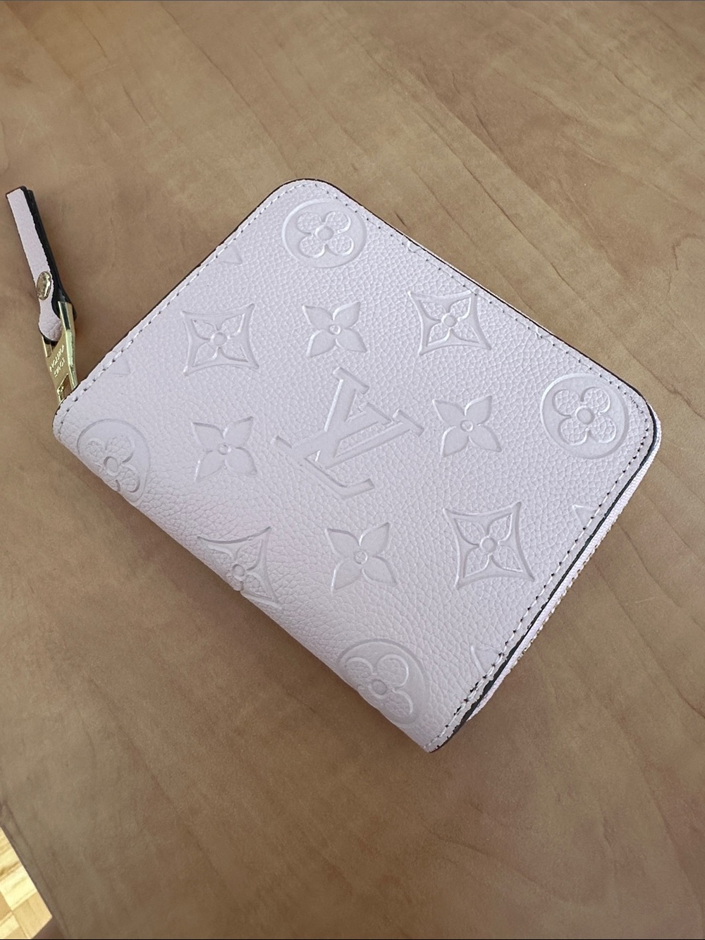 Louis Vuitton Pale Pink Embossed Monogram Zip Wallet